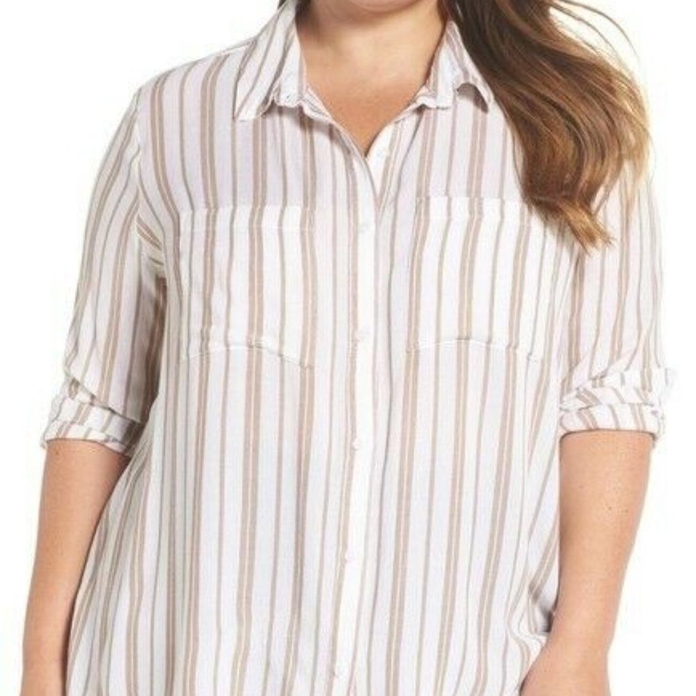 NORDSTROM BP PERFECT STRIPE SHIRT Plus Size 4X NWT